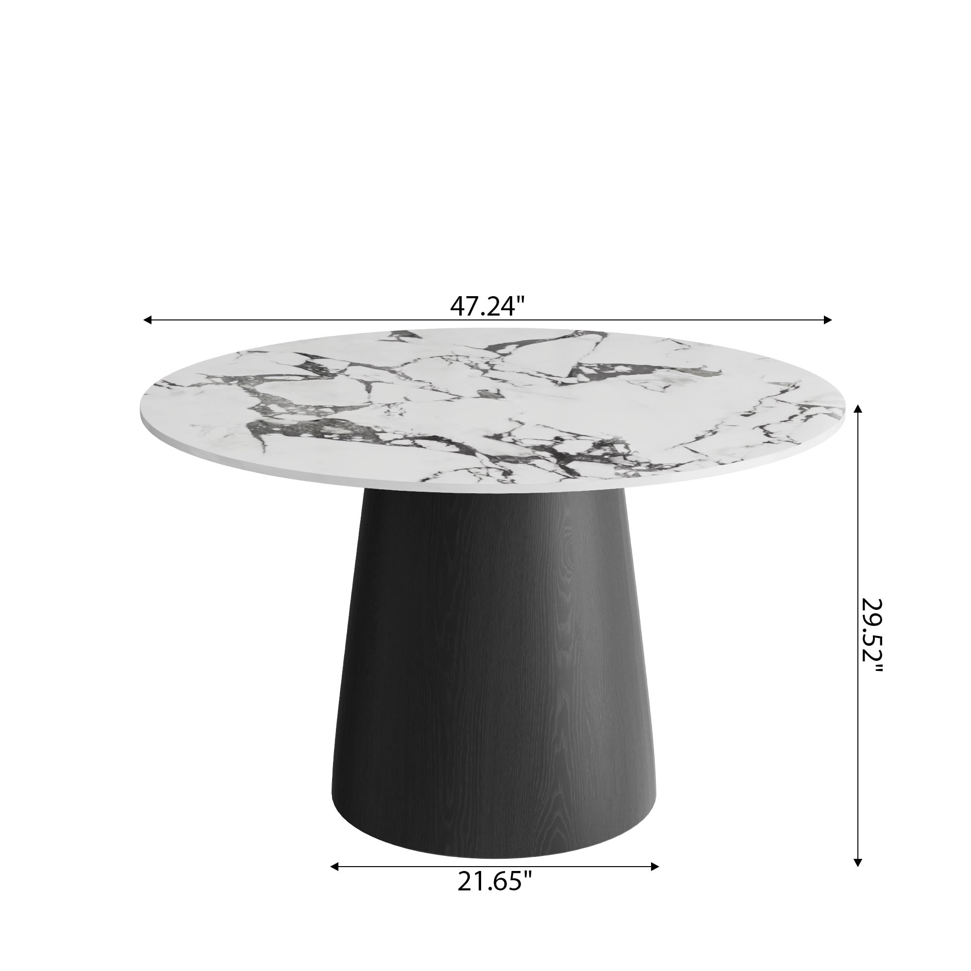 Calen Black Solid Wood Pedestal Round Dining Table  - image 29