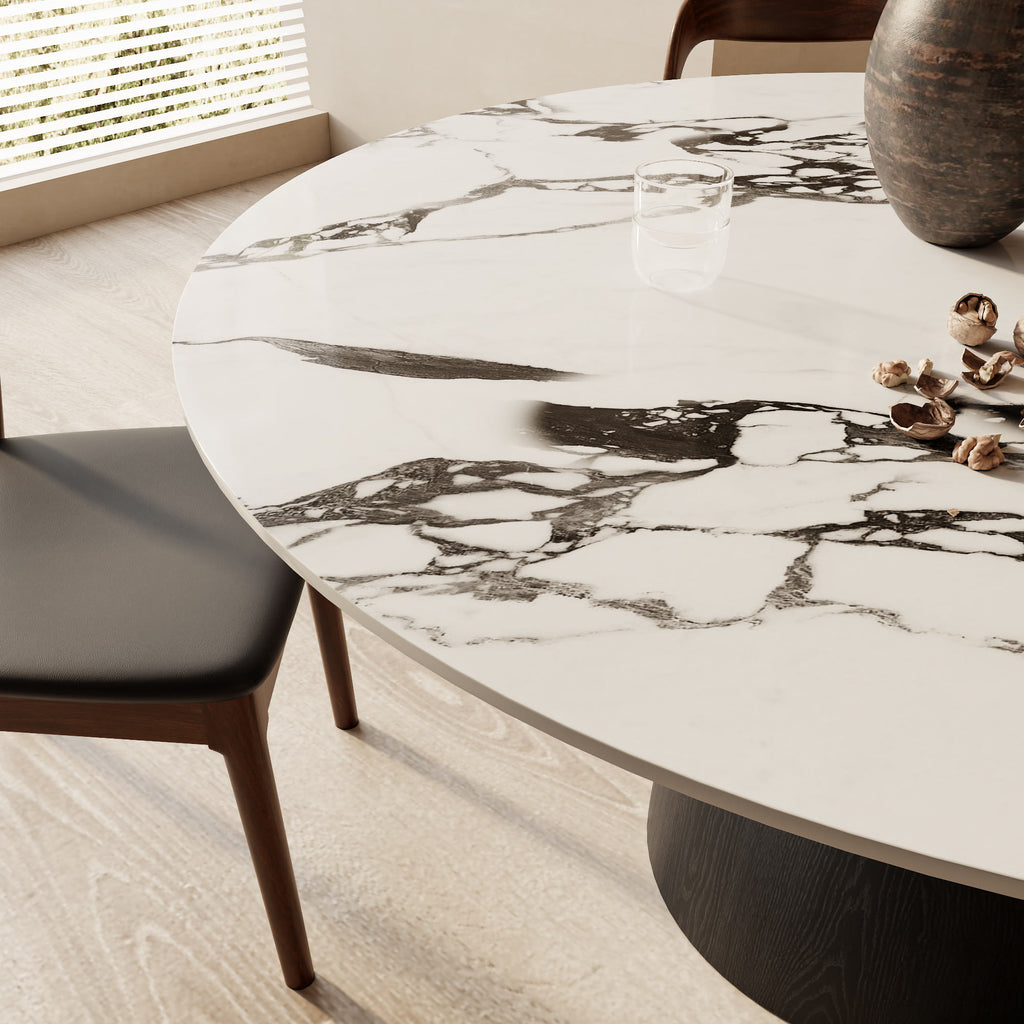 Calen Black Solid Wood Pedestal Round Dining Table  - image 24