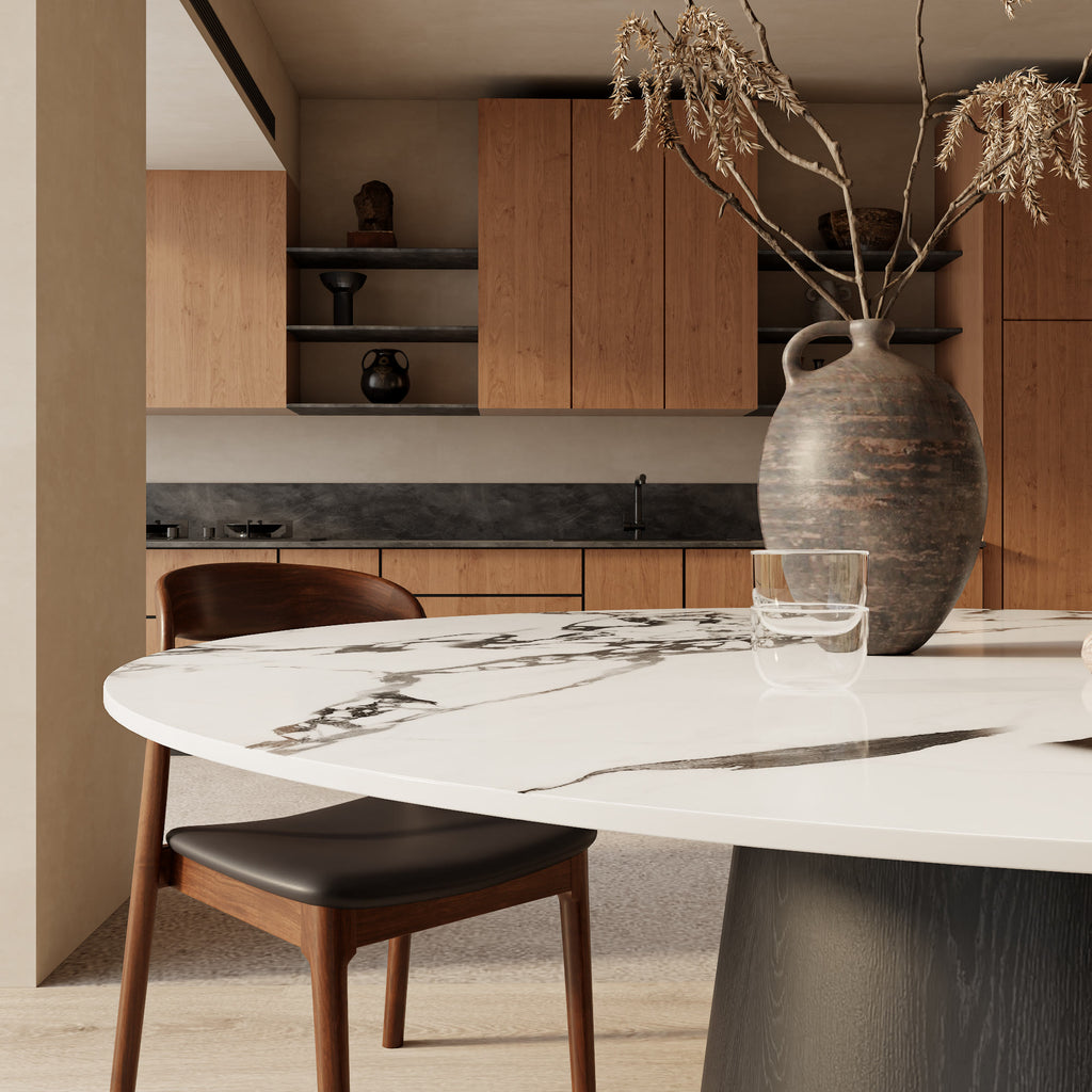 Calen Black Solid Wood Pedestal Round Dining Table  - image 23