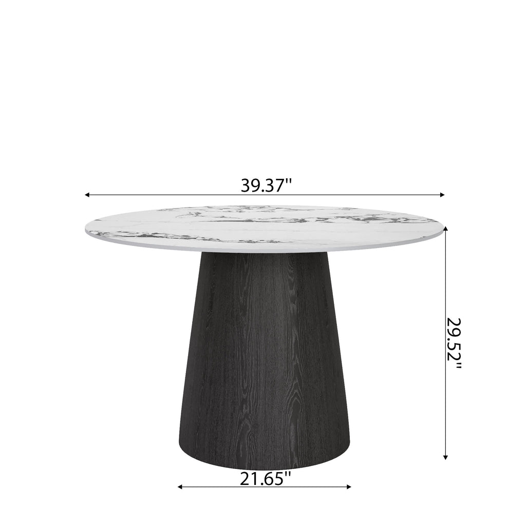 Calen Black Solid Wood Pedestal Round Dining Table  - image 27