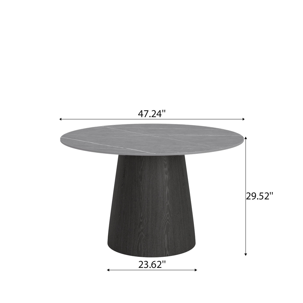 Calen Black Solid Wood Pedestal Round Dining Table  - image 39