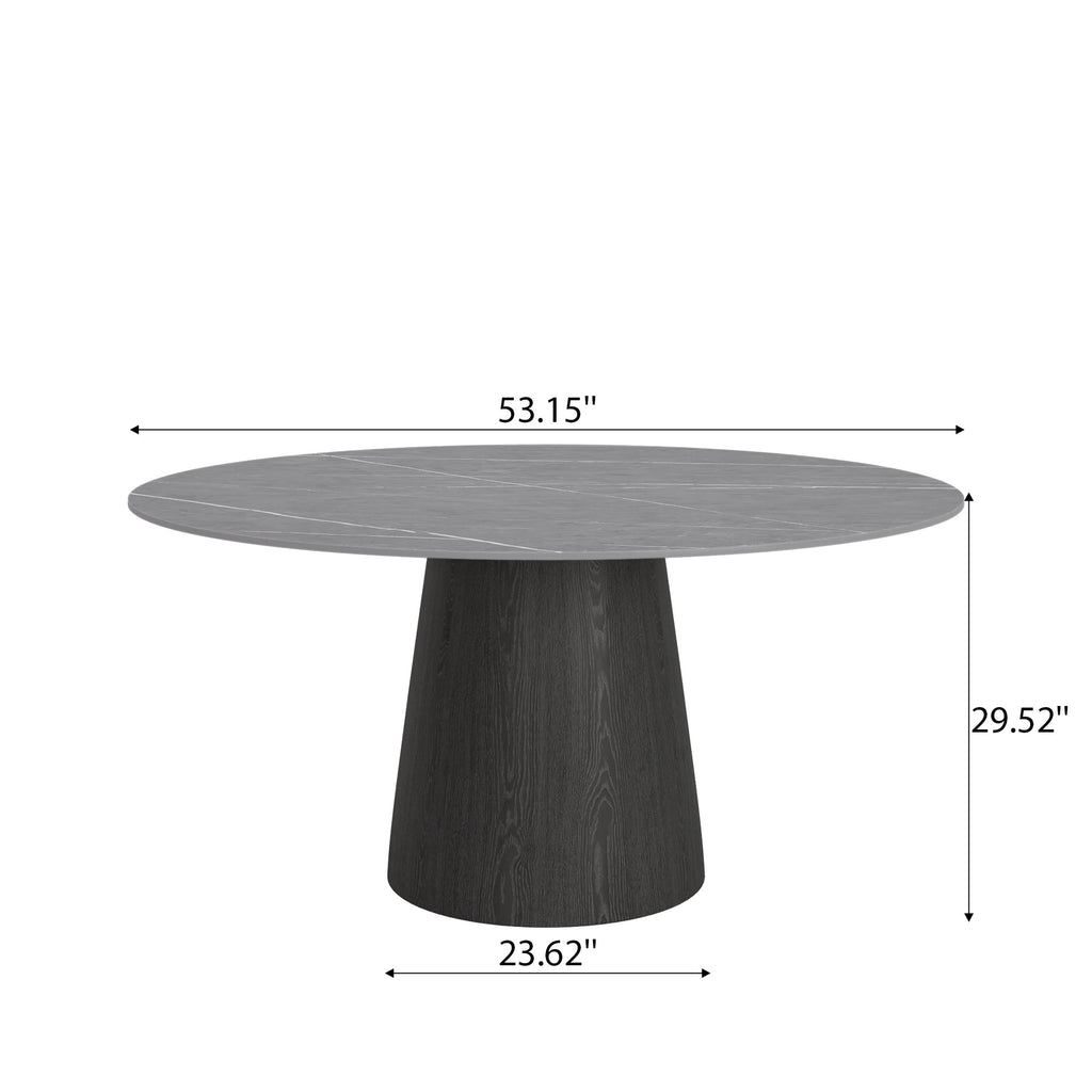 Calen Black Solid Wood Pedestal Round Dining Table  - image 40