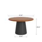 Calen Black Solid Wood Pedestal Round Dining Table  - image 48