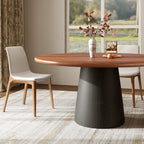 Calen Black Solid Wood Pedestal Round Dining Table  - image 44