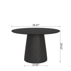Calen Black Solid Wood Pedestal Round Dining Table  - image 47