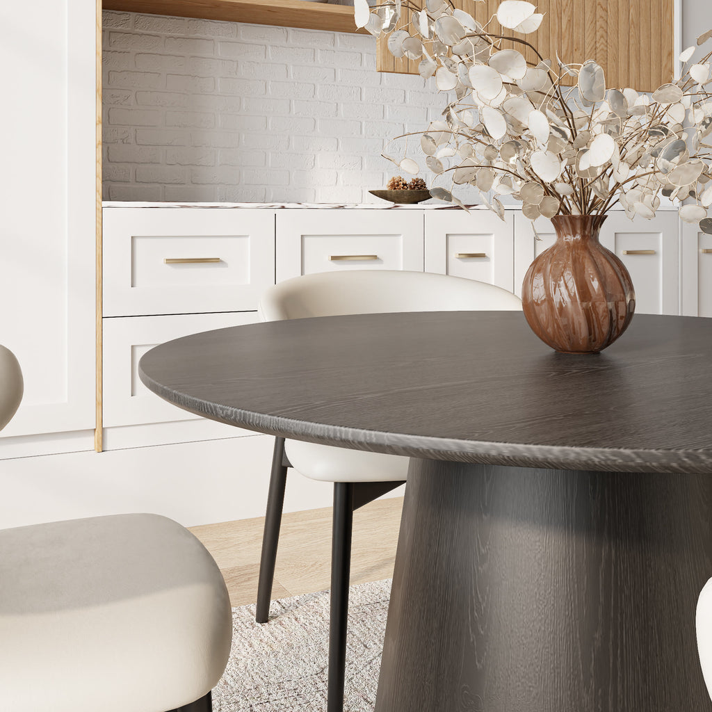 Calen Black Solid Wood Pedestal Round Dining Table  - image 44