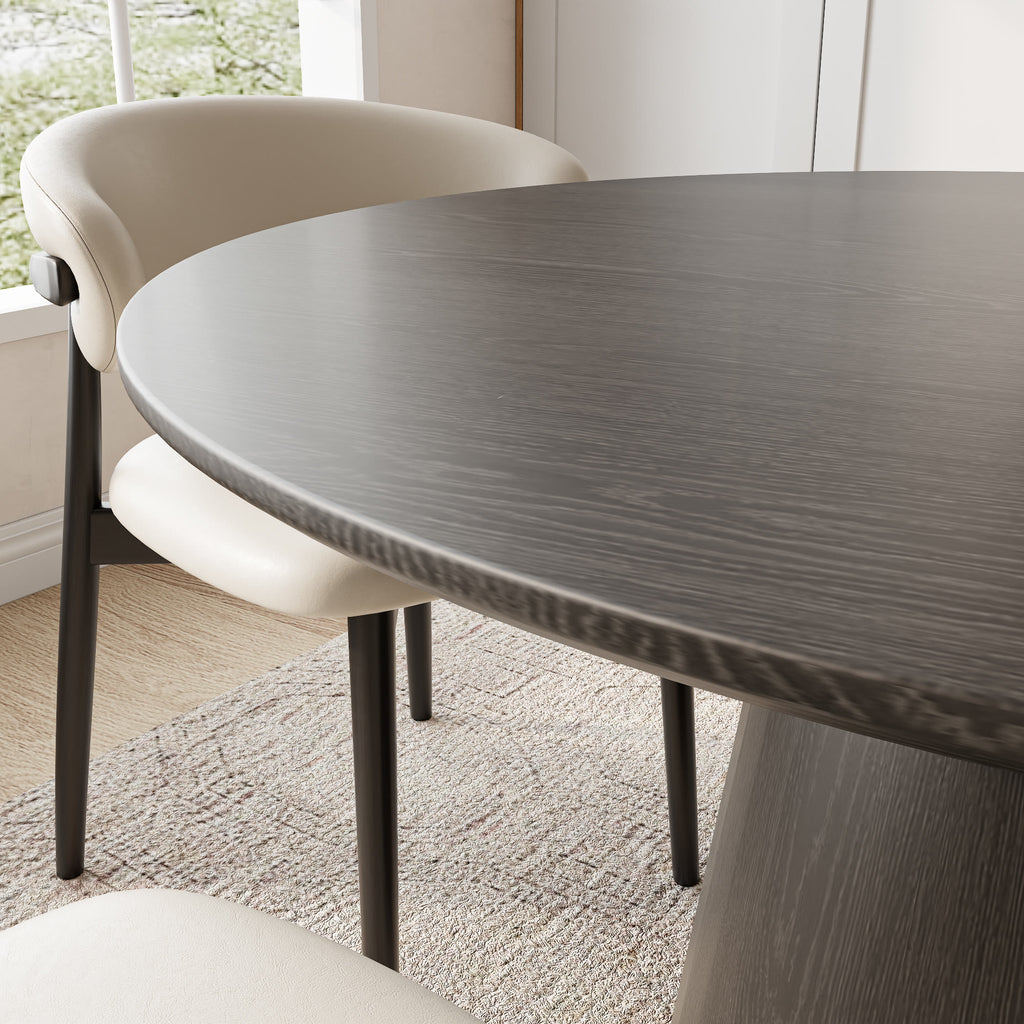 Calen Black Solid Wood Pedestal Round Dining Table  - image 49