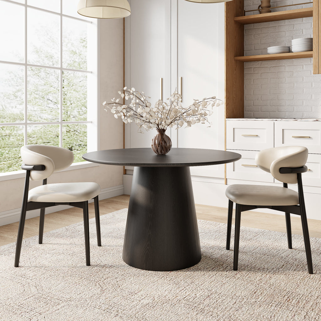 Calen Black Solid Wood Pedestal Round Dining Table  - image 45