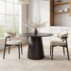 Calen Black Solid Wood Pedestal Round Dining Table  - image 45