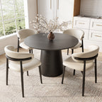 Calen Black Solid Wood Pedestal Round Dining Table  - image 46