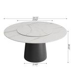 Calen Black Solid Wood Pedestal Round Dining Table With Lazy Susan - image 5