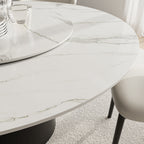 Calen Black Solid Wood Pedestal Round Dining Table With Lazy Susan - image 2