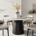 Calen Black Solid Wood Pedestal Round Dining Table With Lazy Susan - Snowy White - Removable Lazy Susan - 59" Table - image 0