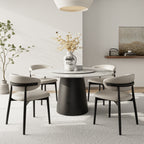 Calen Black Solid Wood Pedestal Round Dining Table With Lazy Susan - image 3