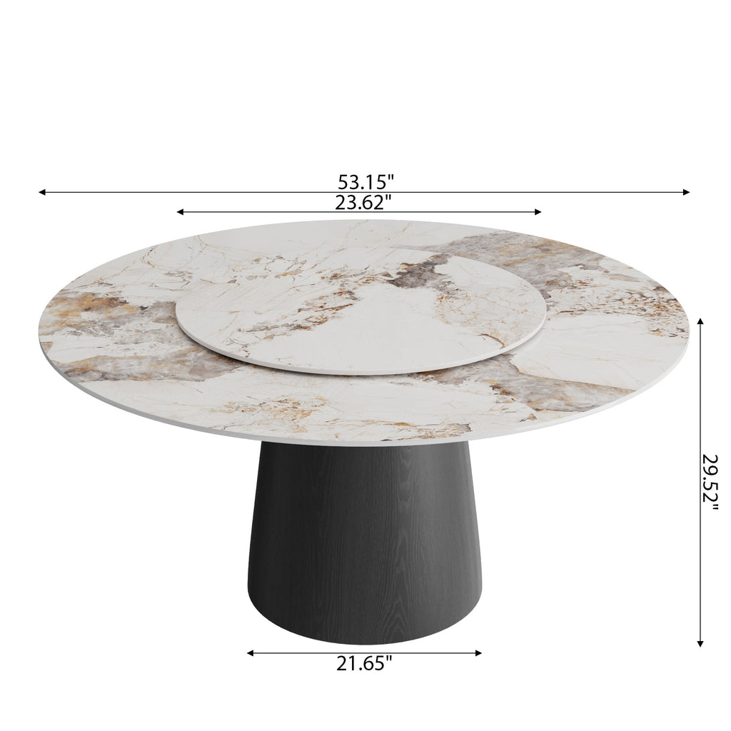 Calen Black Solid Wood Pedestal Round Dining Table With Lazy Susan - image 13