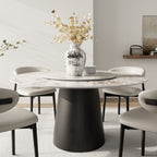 Calen Black Solid Wood Pedestal Round Dining Table With Lazy Susan - Pandora - Removable Lazy Susan - 59" Table - image 8