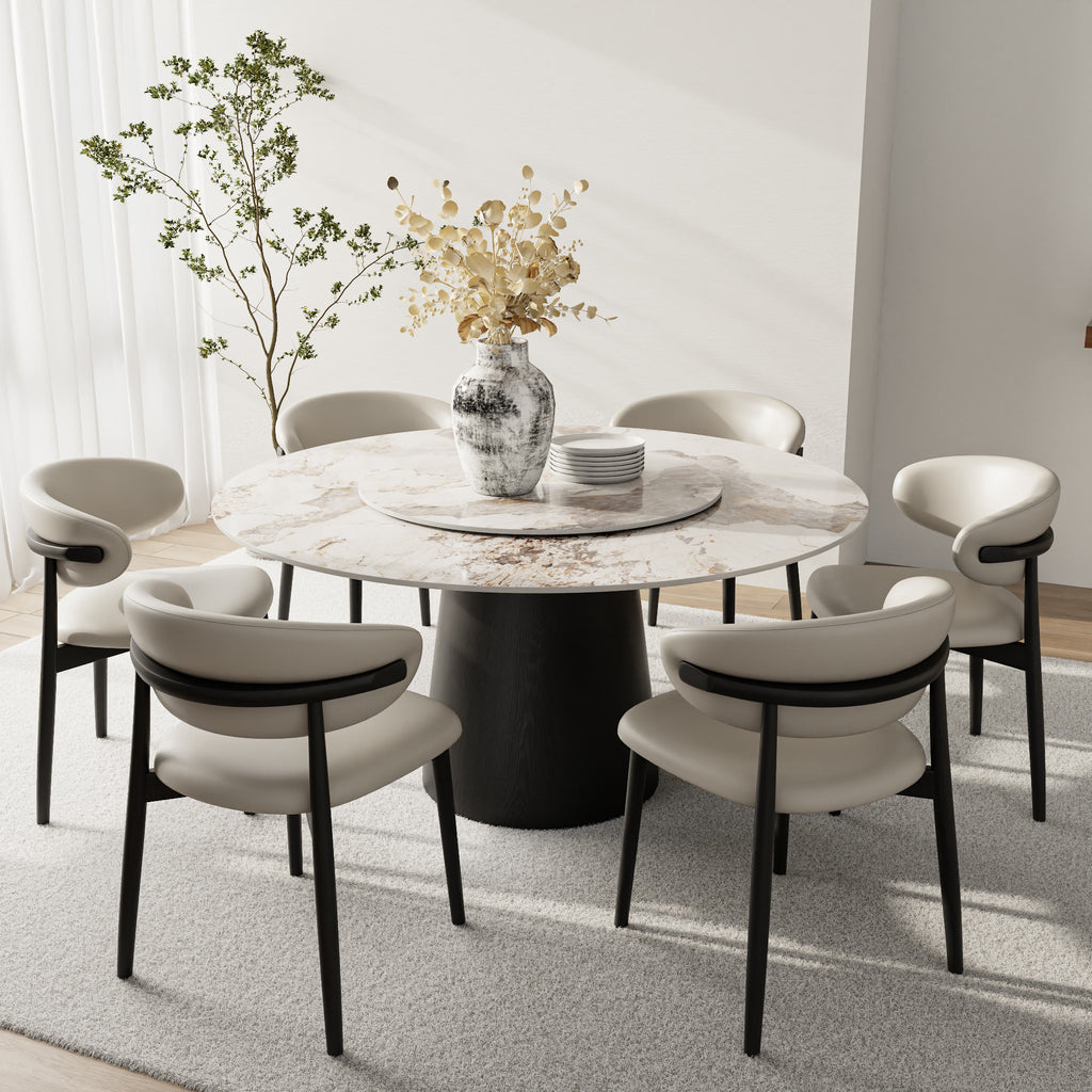 Calen Black Solid Wood Pedestal Round Dining Table With Lazy Susan - image 12