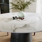 Calen Black Solid Wood Pedestal Round Dining Table With Lazy Susan - image 25