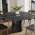 Calen Black Solid Wood Pedestal Round Dining Table With Lazy Susan - Madrid Gray - Built-in Lazy Susan - 59" Table - image 40