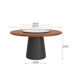 Calen Black Solid Wood Pedestal Round Dining Table With Lazy Susan - image 53