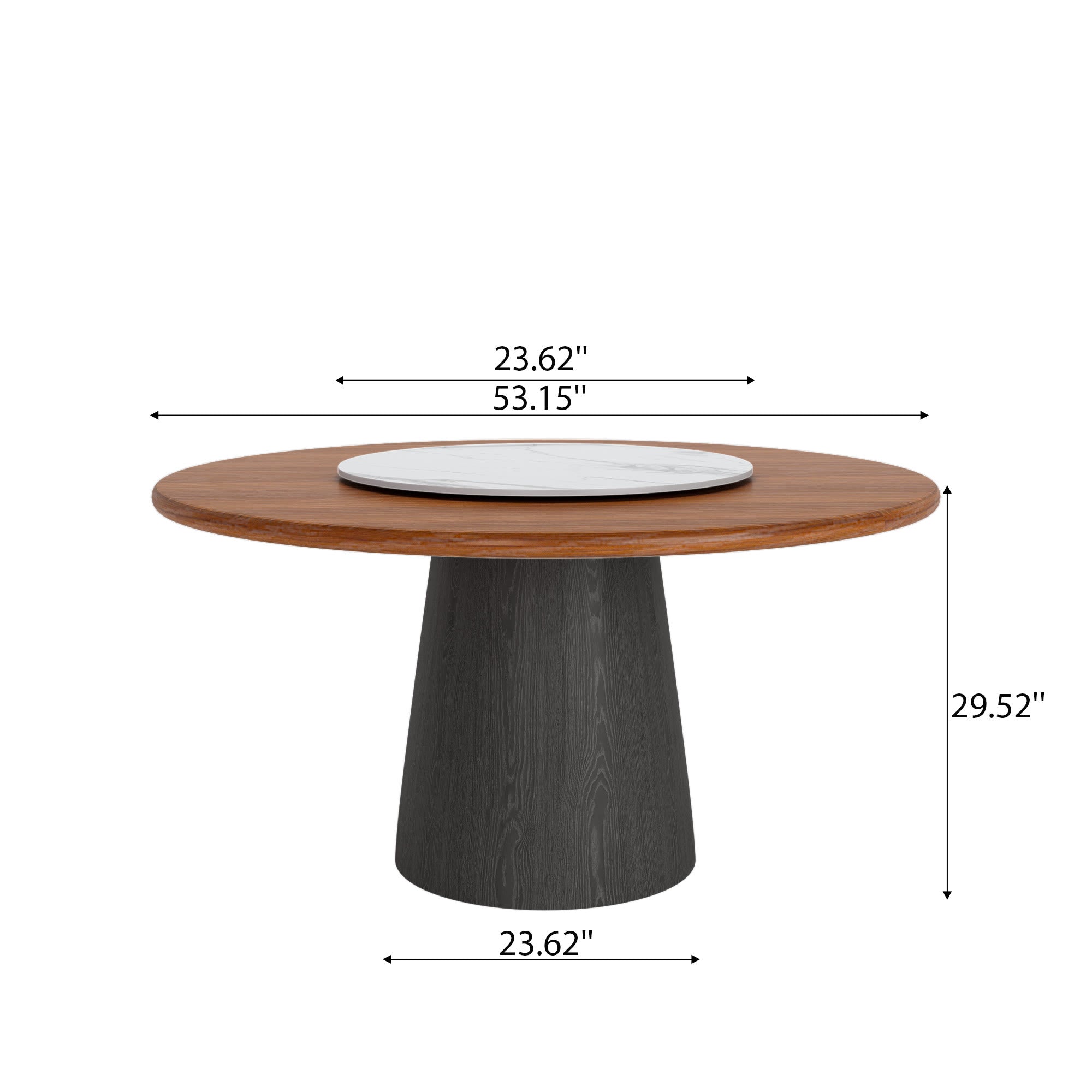 Calen Black Solid Wood Pedestal Round Dining Table With Lazy Susan - image 53