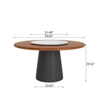 Calen Black Solid Wood Pedestal Round Dining Table With Lazy Susan - image 54
