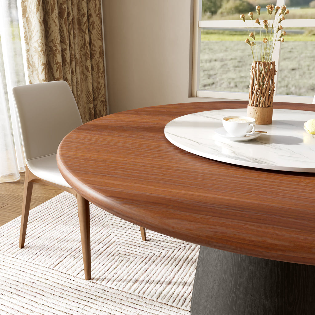 Calen Black Solid Wood Pedestal Round Dining Table With Lazy Susan - image 55
