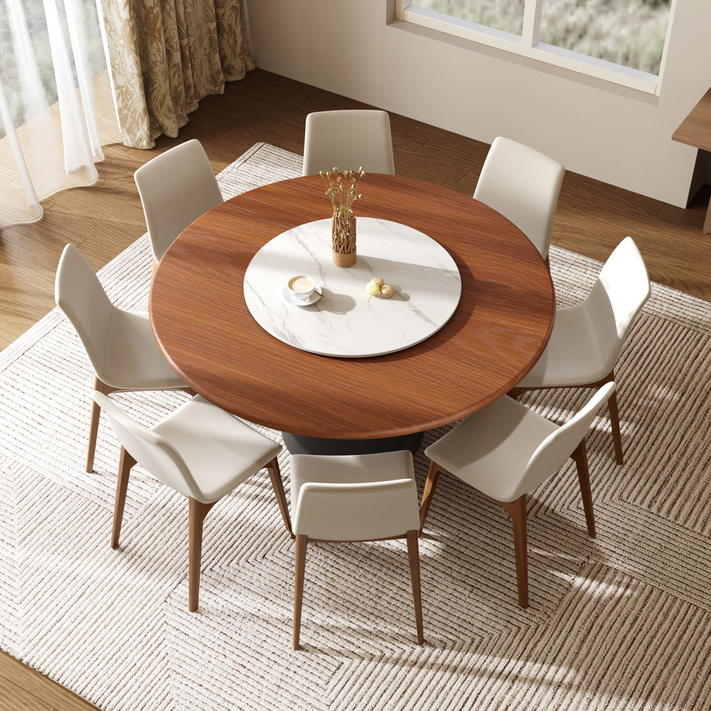 Calen Black Solid Wood Pedestal Round Dining Table With Lazy Susan - image 51