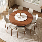 Calen Black Solid Wood Pedestal Round Dining Table With Lazy Susan - image 51