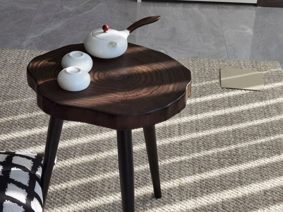 Carbonized Solid Ginkgo Wood Tripod Side Table - image 4