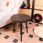 Carbonized Solid Ginkgo Wood Tripod Side Table - 15.7'' - 18'' - image 0