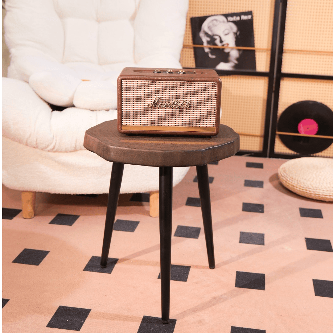 Carbonized Solid Ginkgo Wood Tripod Side Table - image 3
