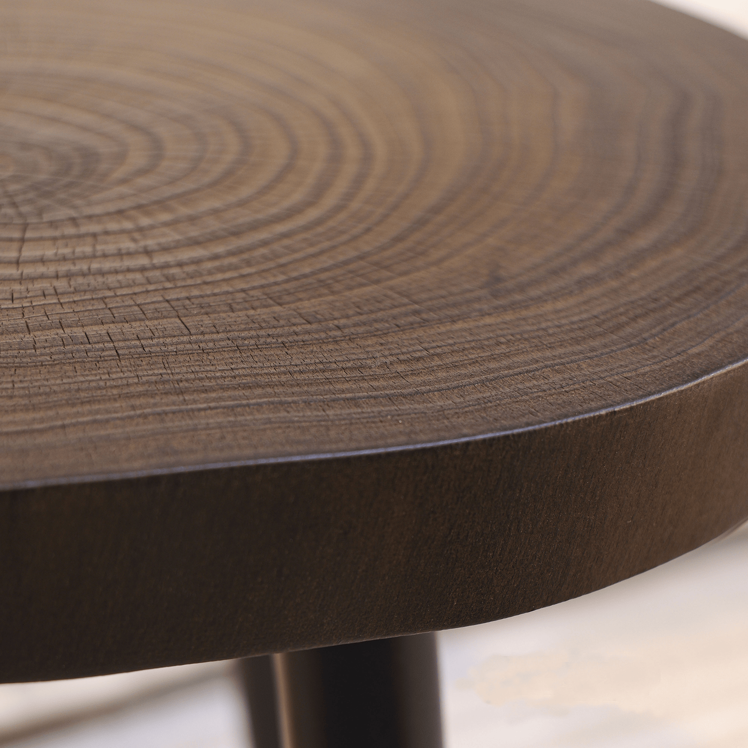 Carbonized Solid Ginkgo Wood Tripod Side Table - image 1