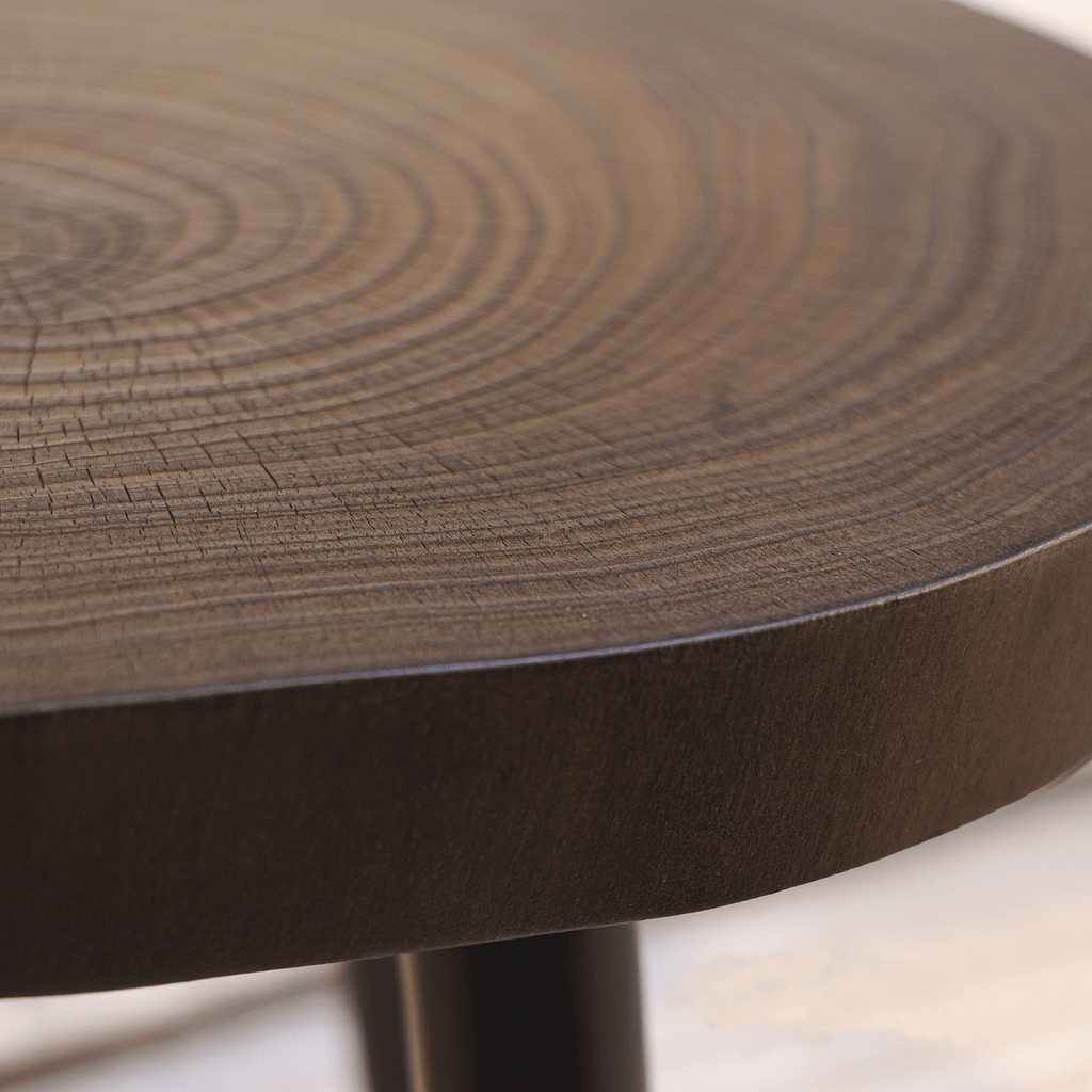 Carbonized Solid Ginkgo Wood Tripod Side Table - image 1