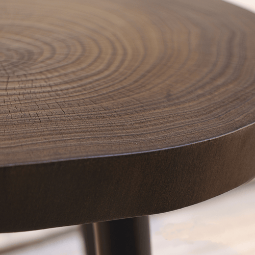 Carbonized Solid Ginkgo Wood Tripod Side Table - image 1