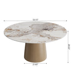 Calen Natural Solid Wood Pedestal Round Dining Table - image 15