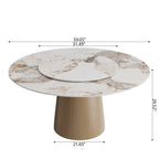 Calen Natural Solid Wood Pedestal Round Dining Table With Lazy Susan - image 14