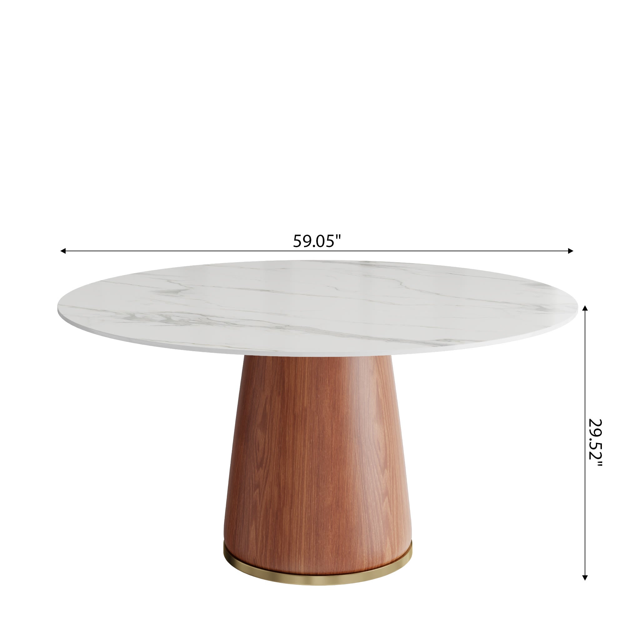 Calen Walnut Solid Wood Pedestal Round Dining Table  - image 7