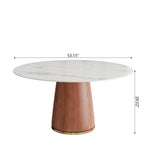 Calen Walnut Solid Wood Pedestal Round Dining Table  - image 6