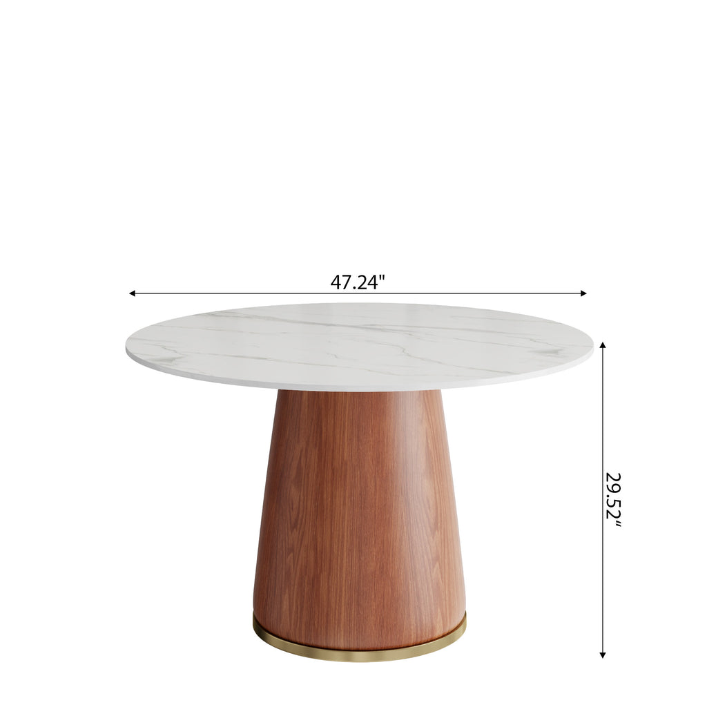 Calen Walnut Solid Wood Pedestal Round Dining Table  - image 5