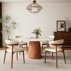 Calen Walnut Solid Wood Pedestal Round Dining Table  - image 3