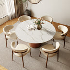 Calen Walnut Solid Wood Pedestal Round Dining Table  - image 4