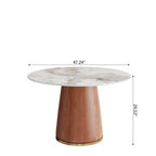 Calen Walnut Solid Wood Pedestal Round Dining Table  - image 14
