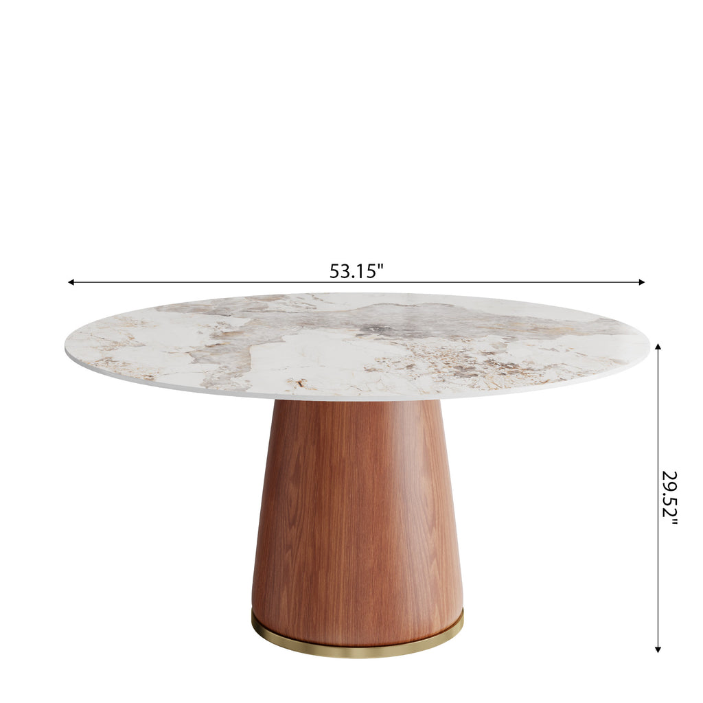 Calen Walnut Solid Wood Pedestal Round Dining Table  - image 15