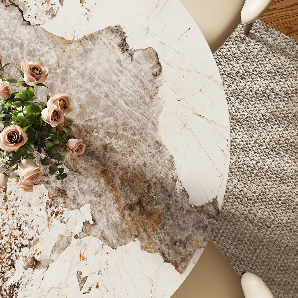 Calen Walnut Solid Wood Pedestal Round Dining Table  - image 17