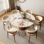 Calen Walnut Solid Wood Pedestal Round Dining Table  - image 13