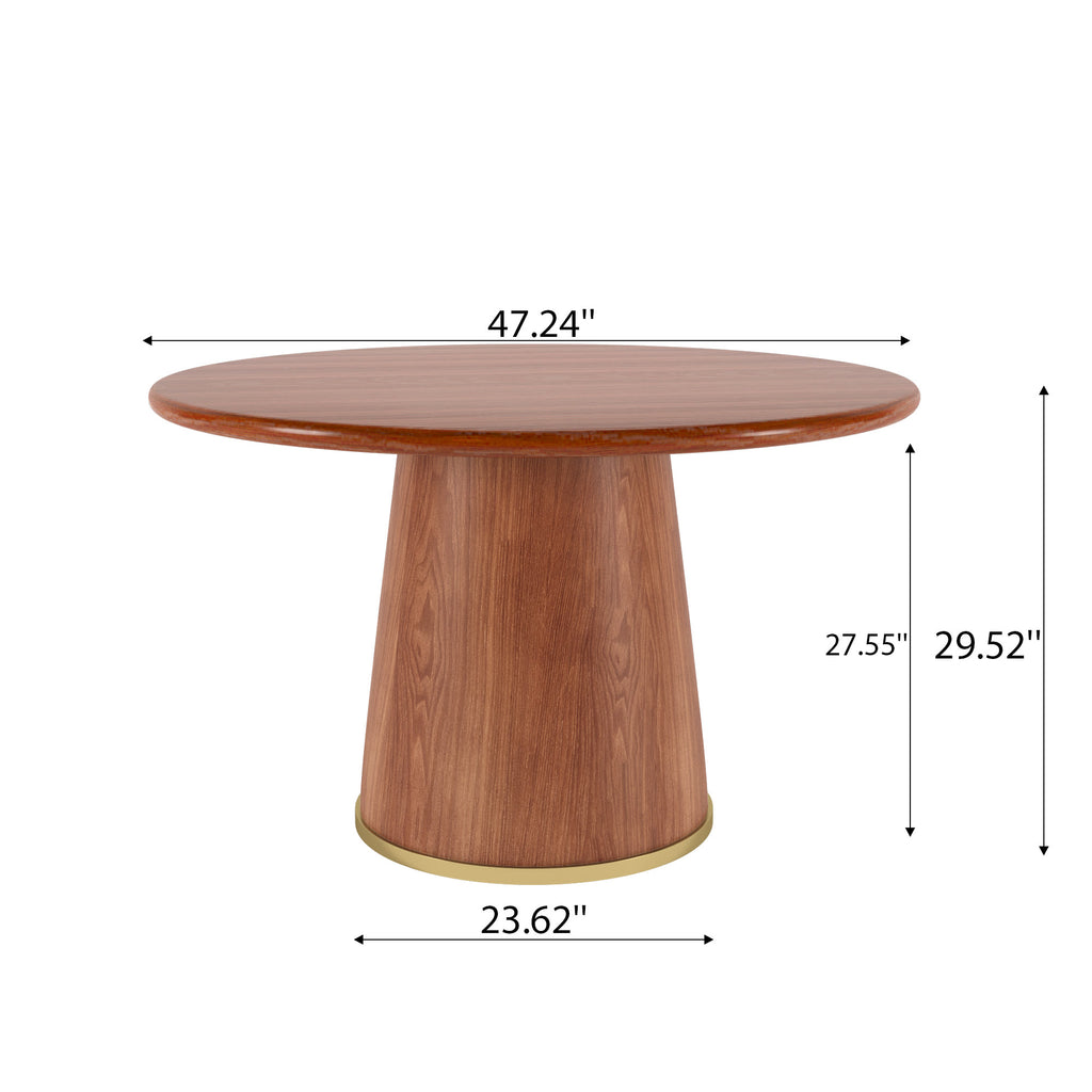 Calen Walnut Solid Wood Pedestal Round Dining Table  - image 22