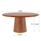 Calen Walnut Solid Wood Pedestal Round Dining Table  - image 24