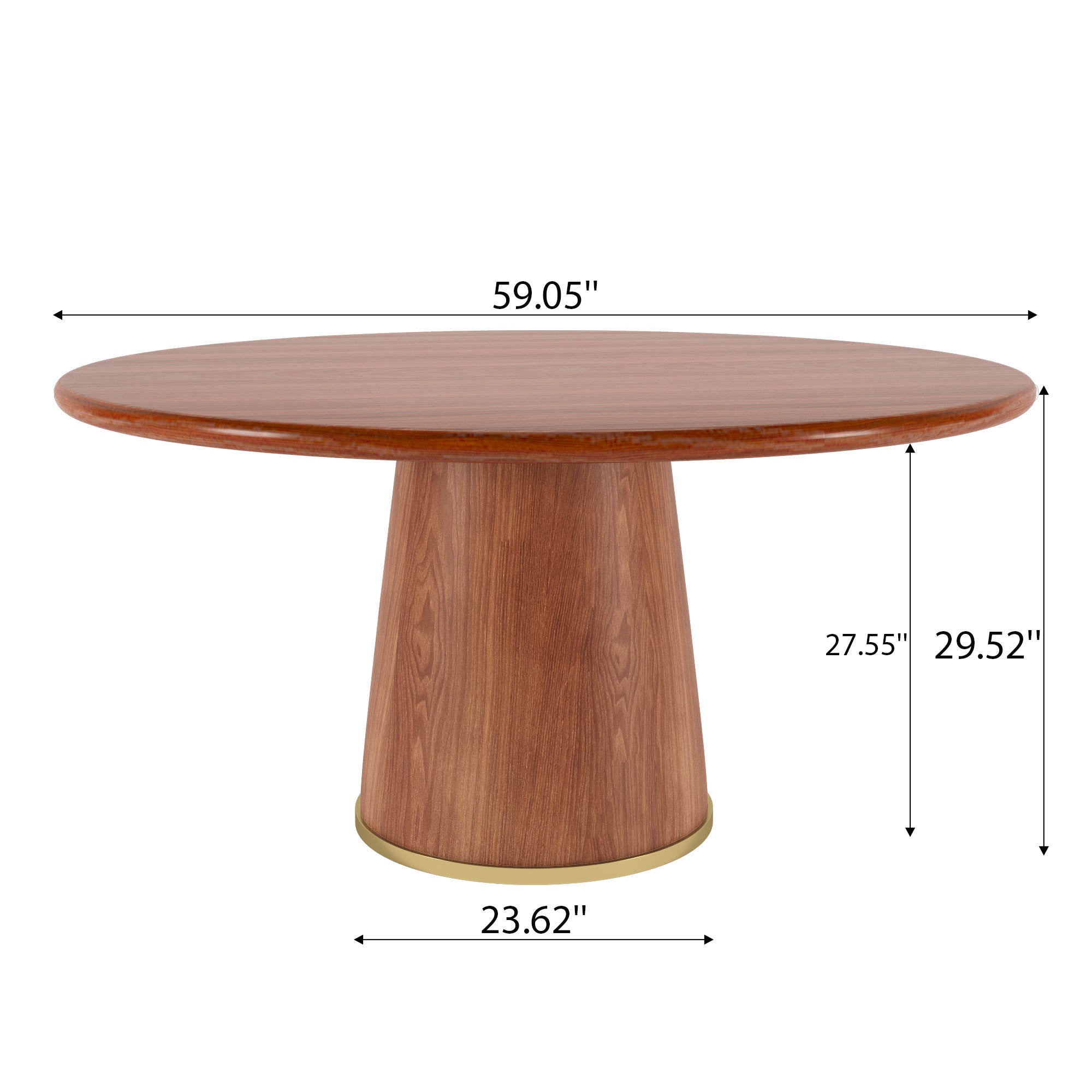 Calen Walnut Solid Wood Pedestal Round Dining Table  - image 24