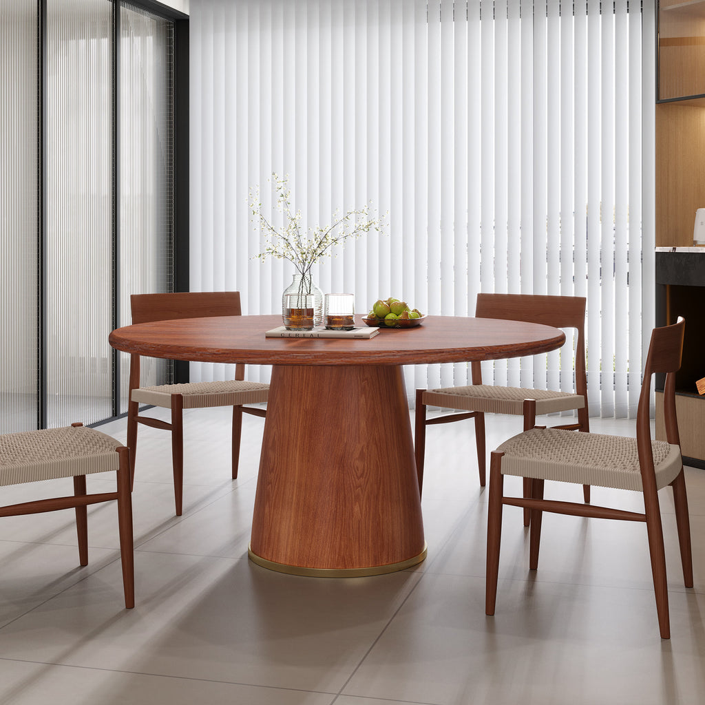 Calen Walnut Solid Wood Pedestal Round Dining Table  - image 21